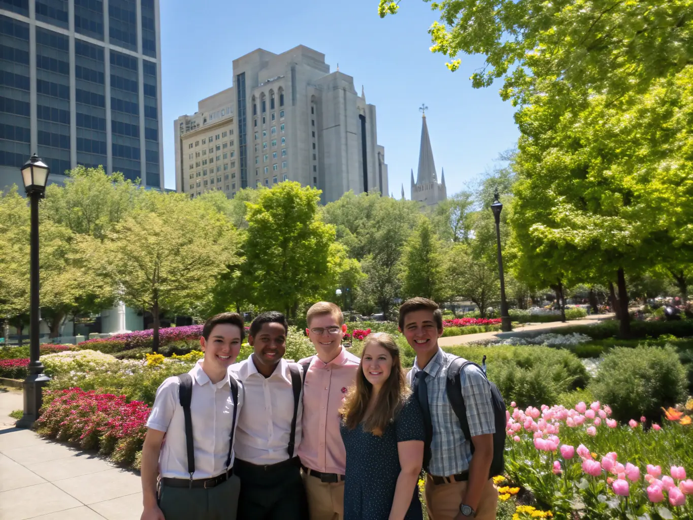 A photograph of missionaries interacting with local community members in a foreign country, demonstrating cross-cultural communication and evangelistic outreach.